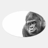 Black White Gorilla Ovale Sticker (Voorkant)
