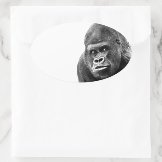 Black White Gorilla Ovale Sticker (Tas)