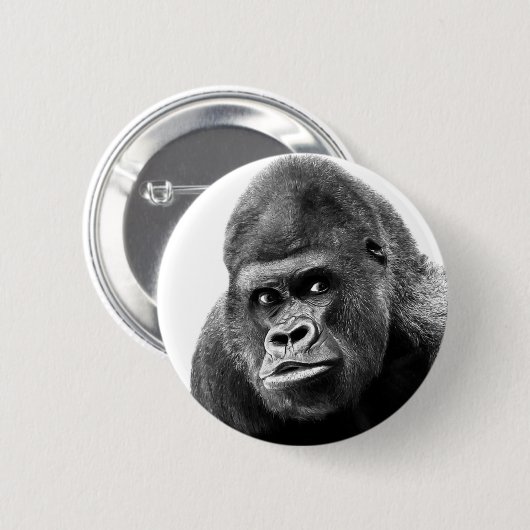 Black White Gorilla Ronde Button 5,7 Cm (Voorkant /achterkant)