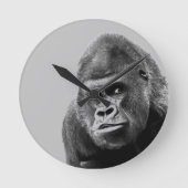 Black White Gorilla Ronde Klok (Voorkant)