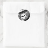 Black & White Gorilla Ronde Sticker (Tas)