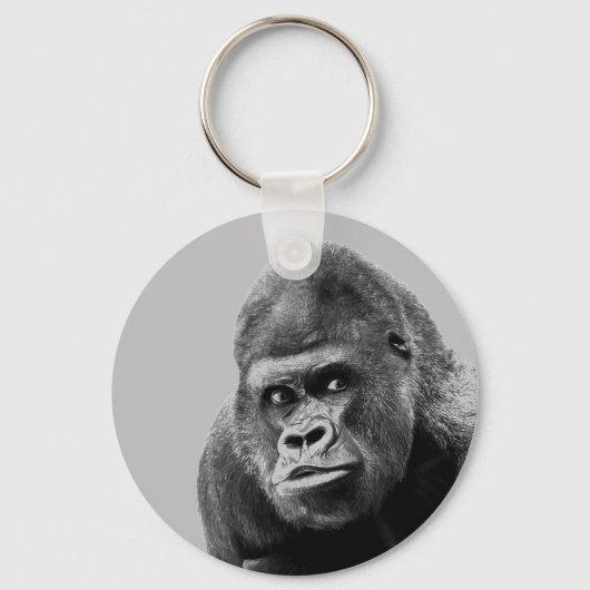 Black White Gorilla Sleutelhanger (Voorkant)