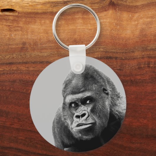Black White Gorilla Sleutelhanger (Voorkant)