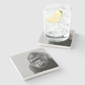 Black White Gorilla Stenen Onderzetter (Zijkant)