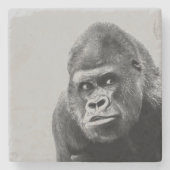 Black White Gorilla Stenen Onderzetter (Voorkant)