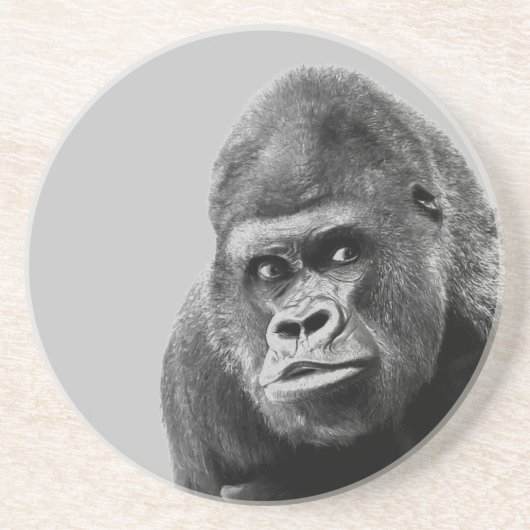 Black White Gorilla Zandsteen Onderzetter (Voorkant)