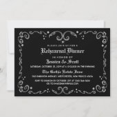 Black White gothic Scroll Rehearsal Dinner Invite Kaart (Voorkant)