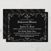 Black White gothic Scroll Rehearsal Dinner Invite Kaart (Voorkant / Achterkant)