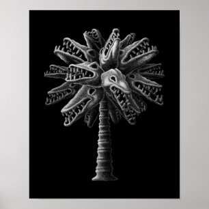 Black White gothic Skulls Horror Tree Poster
