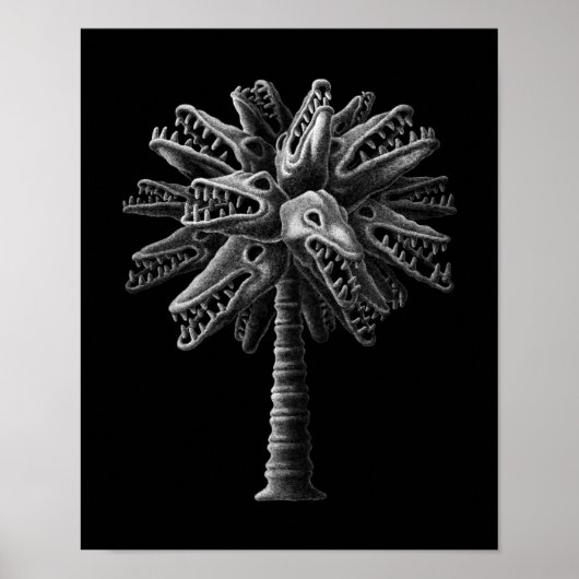 Black White gothic Skulls Horror Tree Poster (Voorkant)