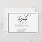 Black & White Graceful Script Wedding Reply Kaart (Voorkant)