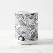 black, white, gradient abstract design mug  koffiemok (Center)