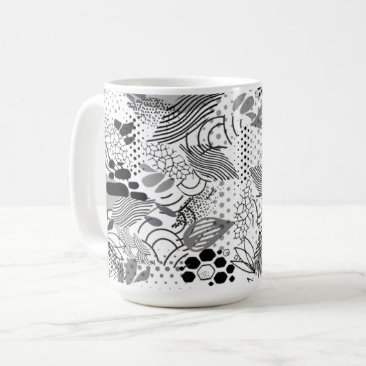 black, white, gradient abstract design mug koffiemok (Voorkant links)