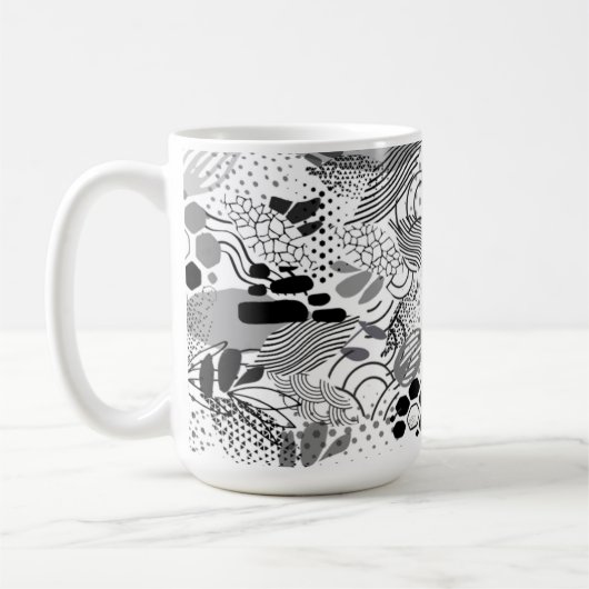 black, white, gradient abstract design mug koffiemok (Links)