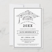 Black & White Graduation Cap Party nodigt foto uit Kaart (Voorkant)