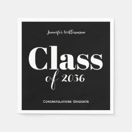 Black White Graduation Party Napkins Customizable Servet