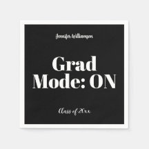 Black White Graduation Party Napkins Customizable