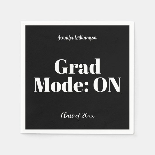 Black White Graduation Party Napkins Customizable Servet (Voorkant)