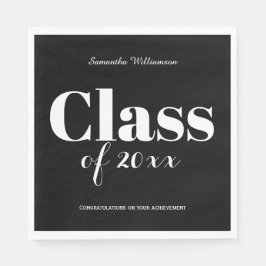 Black White Graduation Party Napkins Customizable Servet