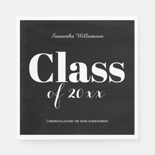 Black White Graduation Party Napkins Customizable Servet (Voorkant)