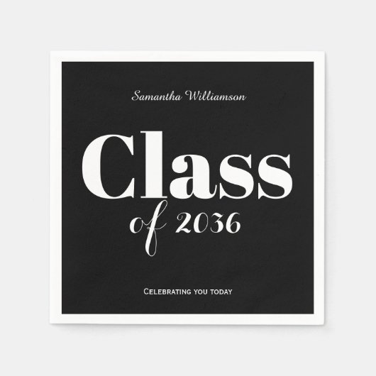 Black White Graduation Party Napkins Customizable Servet (Voorkant)