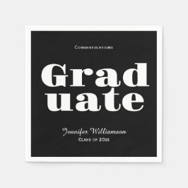 Black White Graduation Party Napkins Customizable Servet