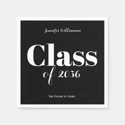 Black White Graduation Party Napkins Customizable Servet (Voorkant)