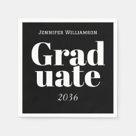 Black White Graduation Party Napkins Customizable Servet