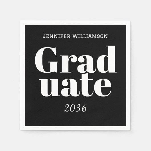 Black White Graduation Party Napkins Customizable Servet (Voorkant)