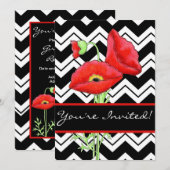 Black White Graphic Chevron ZizZag Red Poppy Black Kaart (Voorkant / Achterkant)
