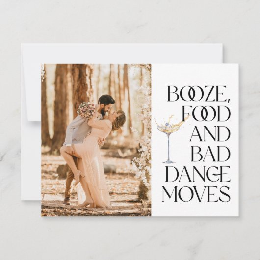 Black & White Grappige Foto Bewaar de datum Aankondiging (Voorkant)