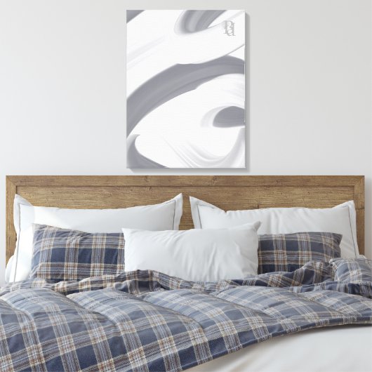 Black White Gray Abstrac Canvas Afdruk (Insitu (Slaapkamer))