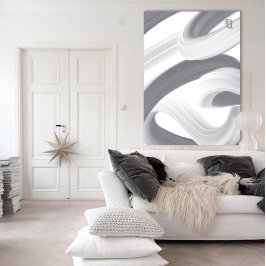 Black White Gray Abstrac Canvas Afdruk