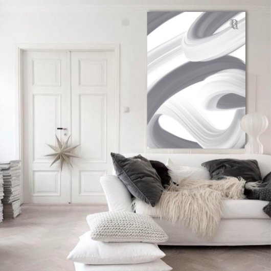 Black White Gray Abstrac Canvas Afdruk