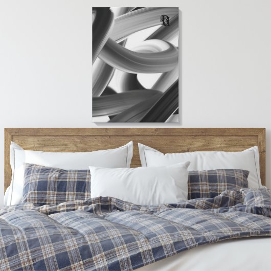 Black White Gray Abstract Canvas Afdruk (Insitu (Slaapkamer))