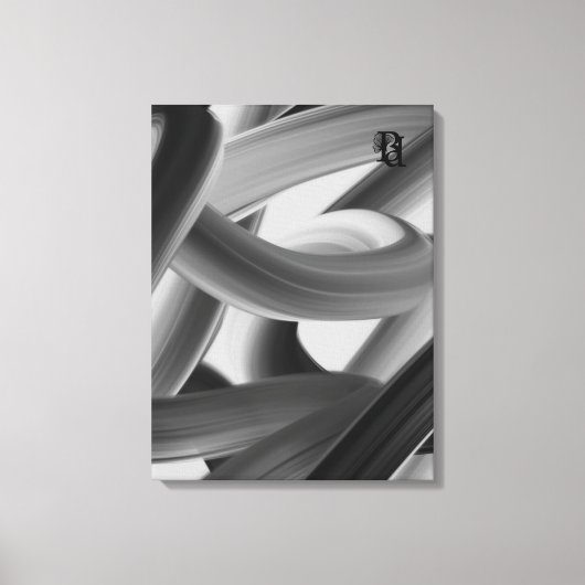 Black White Gray Abstract Canvas Afdruk (Voorkant)