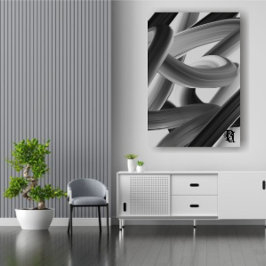 Black White Gray Abstract Canvas Afdruk