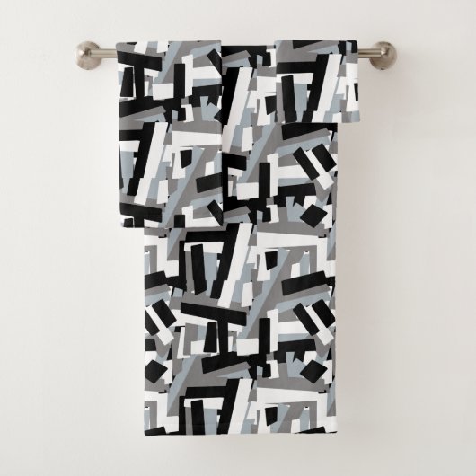 Black White Gray Abstract Geometric Patches Bad Handdoek (Insitu)