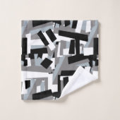 Black White Gray Abstract Geometric Patches Bad Handdoek (Wasdoekje)