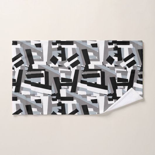 Black White Gray Abstract Geometric Patches Bad Handdoek (Handdoek)