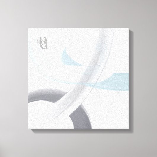 Black White Gray Blue Abstract  Canvas Afdruk (Voorkant)