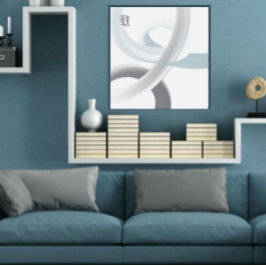 Black White Gray Blue Abstract Canvas Afdruk