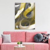 Black White Gray Gold Abstract Canvas Afdruk (Insitu (Woonkamer))