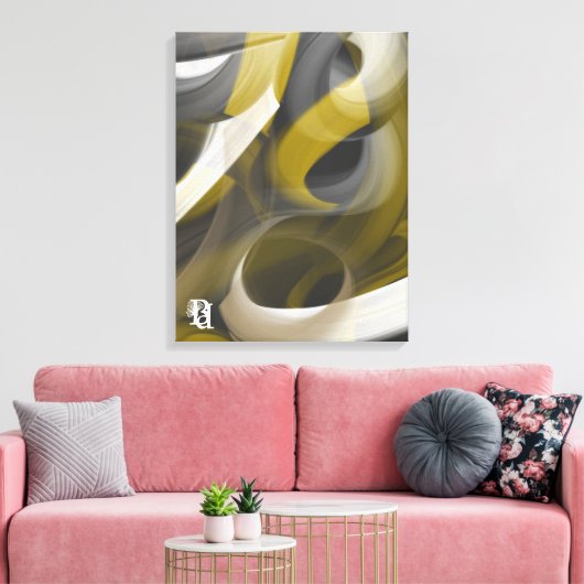 Black White Gray Gold Abstract  Canvas Afdruk (Insitu (Woonkamer))