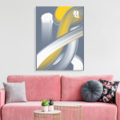 Black White Gray Gold Abstract Canvas Afdruk (Insitu (Woonkamer))