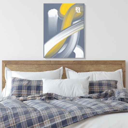 Black White Gray Gold Abstract  Canvas Afdruk (Insitu (Slaapkamer))