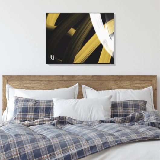 Black White Gray Gold Abstract Canvas Afdruk (Insitu (Slaapkamer))