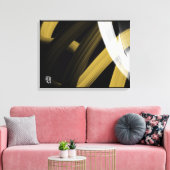 Black White Gray Gold Abstract Canvas Afdruk (Insitu (Woonkamer))