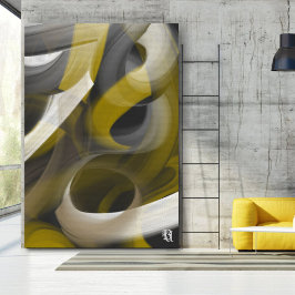 Black White Gray Gold Abstract Canvas Afdruk