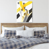 Black White Gray Gold Abstract Canvas Afdruk (Insitu (Slaapkamer))